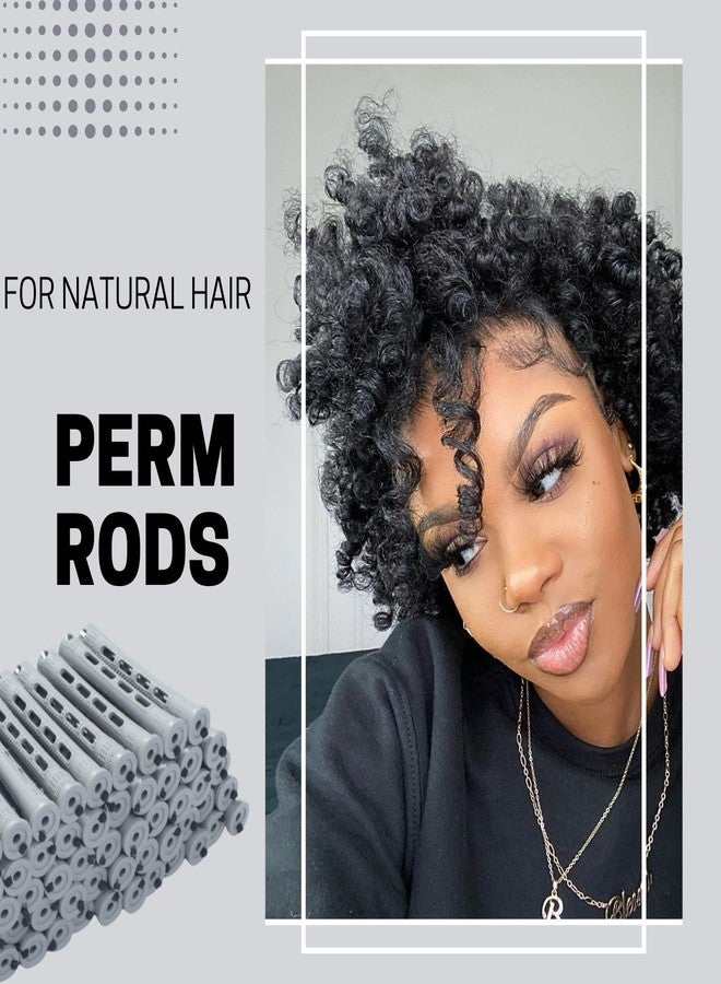RJMBMUP Perm Rods,60 pcs Hair Rollers for Natural Hair Long Short Styling Tool Curlers Small Size 0.59 inch Gray Color - Image 5
